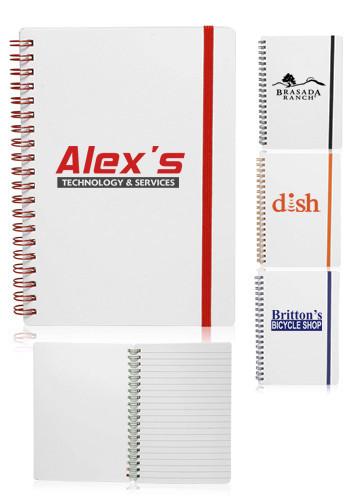 White Spiral Notebooks with Elastic Band