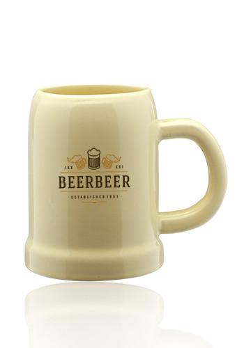 24 oz. Beige Ceramic Beer Mugs