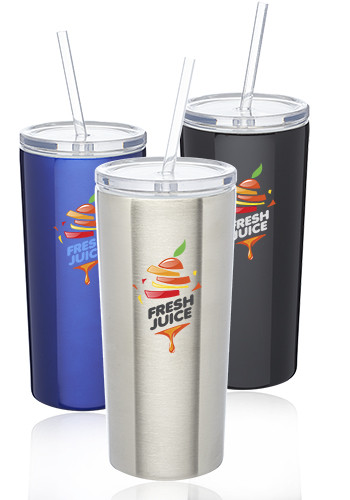 16 oz. Mira Stainless Steel Tumblers with Straw