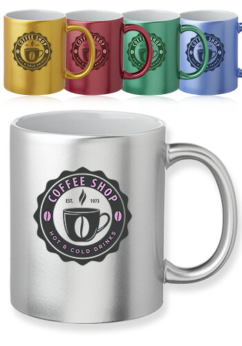 11 oz. Metallic Ceramic Custom Mugs